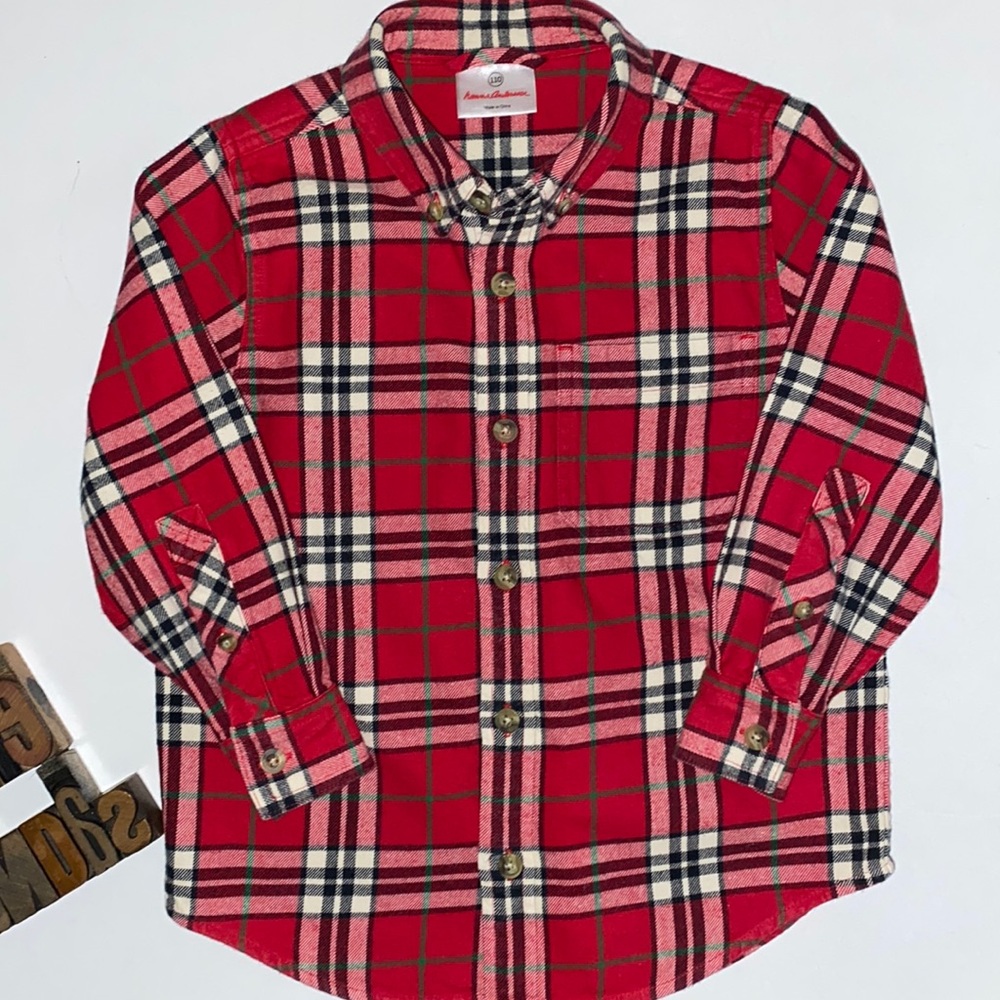 HANNA ANDERSSON Boy’s Red Plaid Flannel L/S Shirt